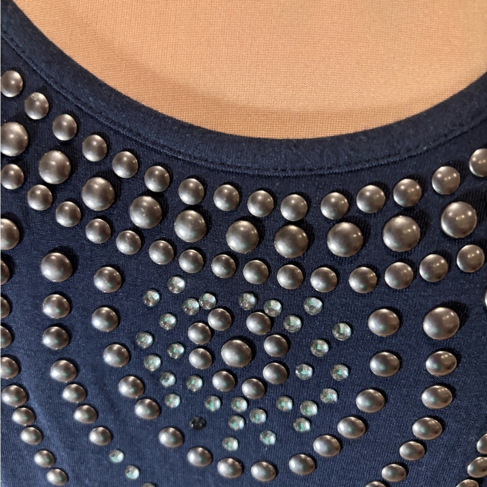 Haute Hippie Midnight Blue Studded Embellished Tunic Top Size S - Picture 2 of 5